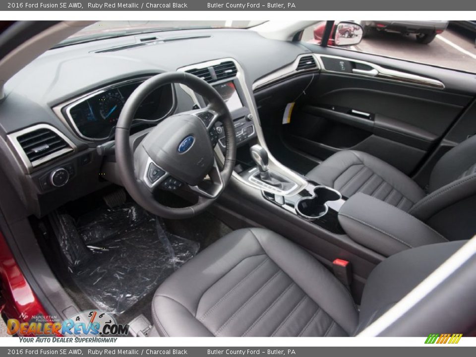 2016 Ford Fusion SE AWD Ruby Red Metallic / Charcoal Black Photo #6