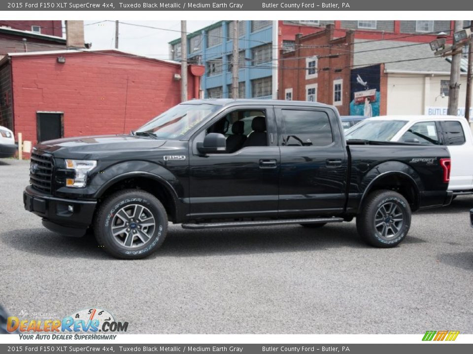 2015 Ford F150 XLT SuperCrew 4x4 Tuxedo Black Metallic / Medium Earth Gray Photo #1