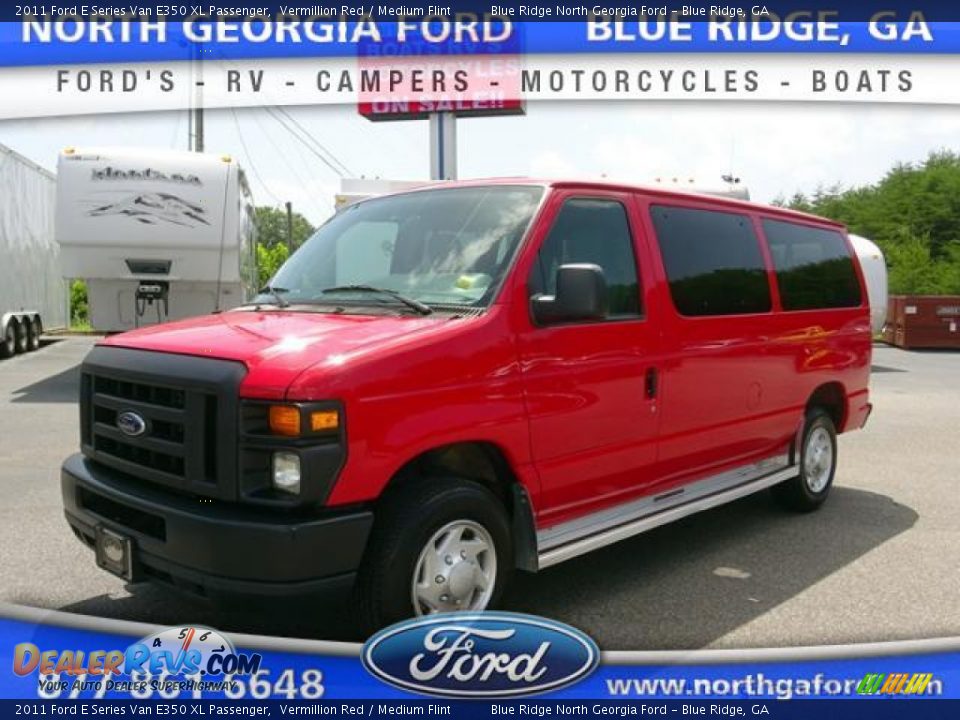 2011 Ford E Series Van E350 XL Passenger Vermillion Red / Medium Flint Photo #1