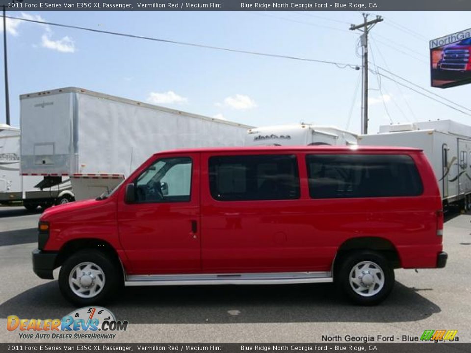 2011 Ford E Series Van E350 XL Passenger Vermillion Red / Medium Flint Photo #2