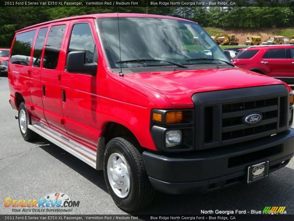 2011 Ford E Series Van E350 XL Passenger Vermillion Red / Medium Flint Photo #7