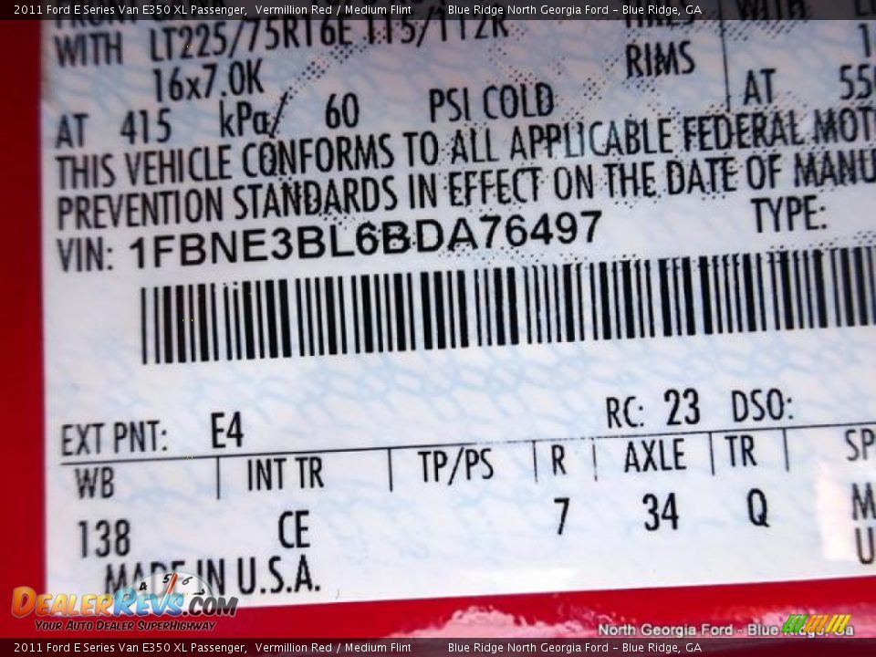 2011 Ford E Series Van E350 XL Passenger Vermillion Red / Medium Flint Photo #29