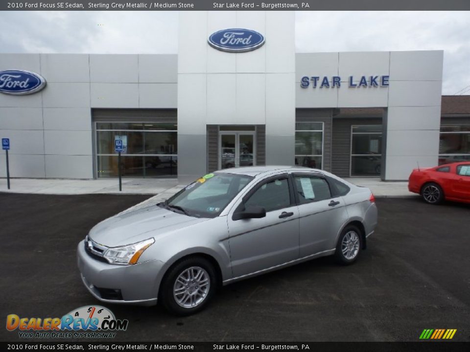 2010 Ford Focus SE Sedan Sterling Grey Metallic / Medium Stone Photo #1