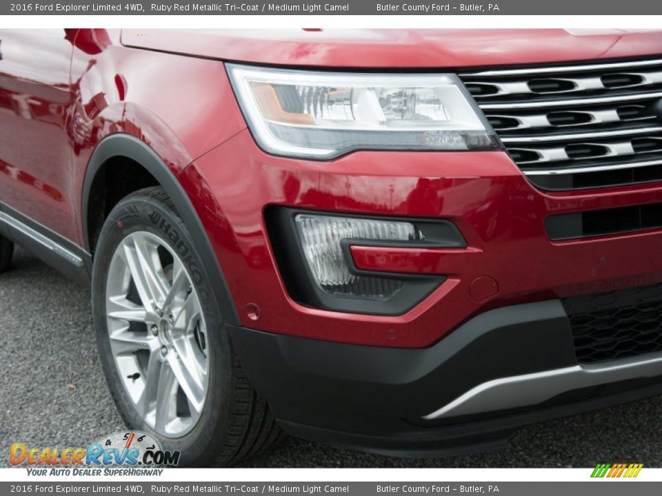 2016 Ford Explorer Limited 4WD Ruby Red Metallic Tri-Coat / Medium Light Camel Photo #3