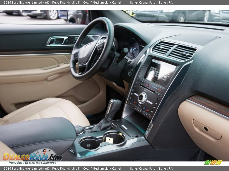 2016 Ford Explorer Limited 4WD Ruby Red Metallic Tri-Coat / Medium Light Camel Photo #12