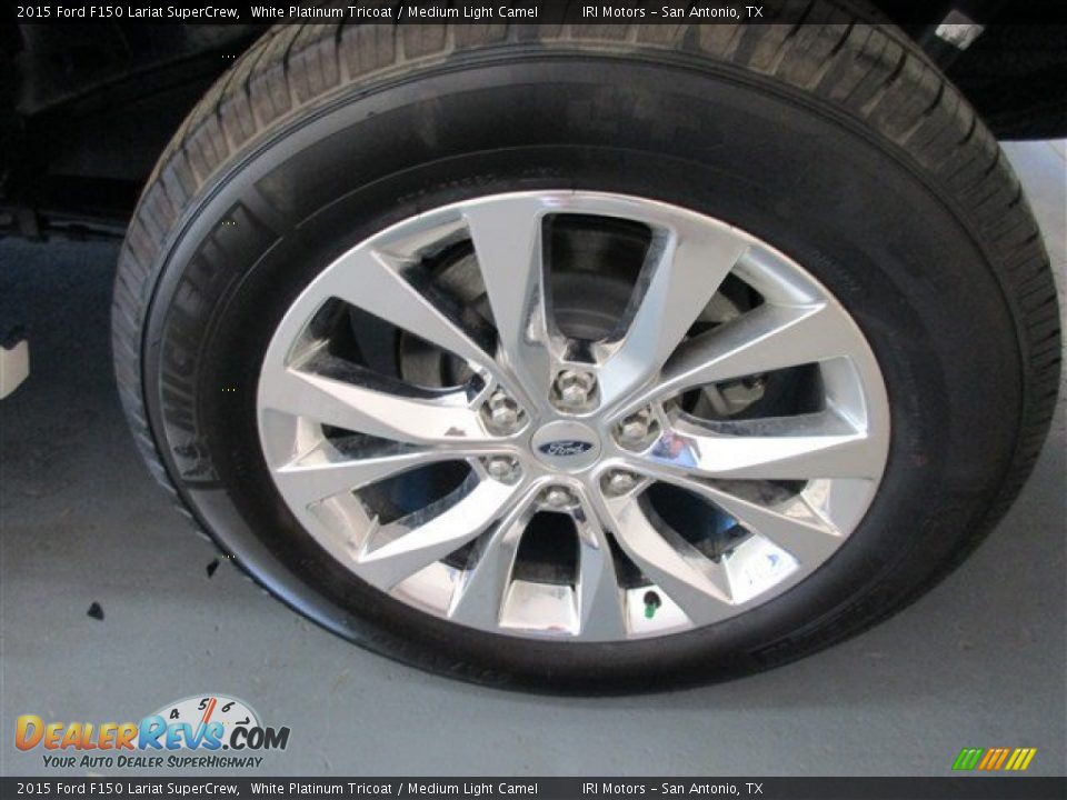 2015 Ford F150 Lariat SuperCrew White Platinum Tricoat / Medium Light Camel Photo #5