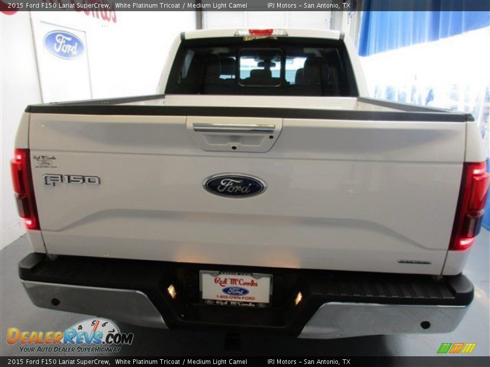 2015 Ford F150 Lariat SuperCrew White Platinum Tricoat / Medium Light Camel Photo #6