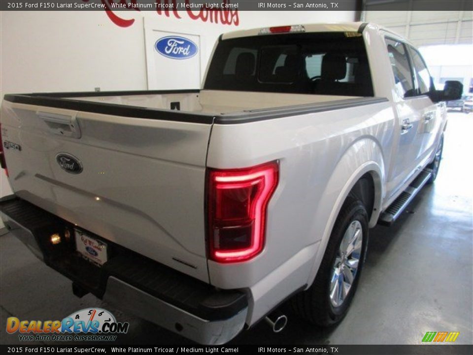 2015 Ford F150 Lariat SuperCrew White Platinum Tricoat / Medium Light Camel Photo #9