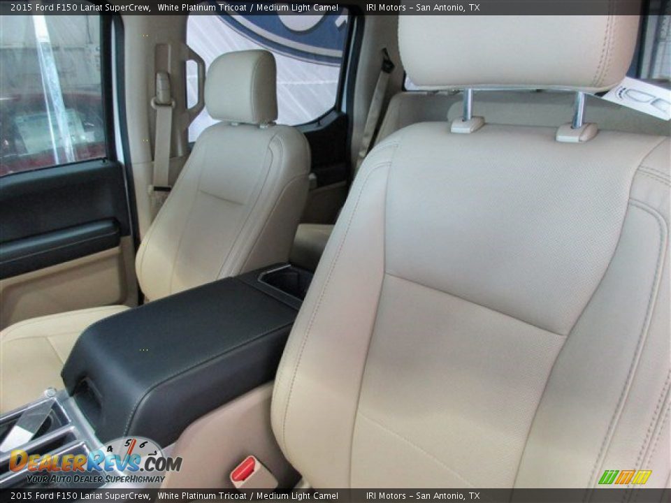 2015 Ford F150 Lariat SuperCrew White Platinum Tricoat / Medium Light Camel Photo #10