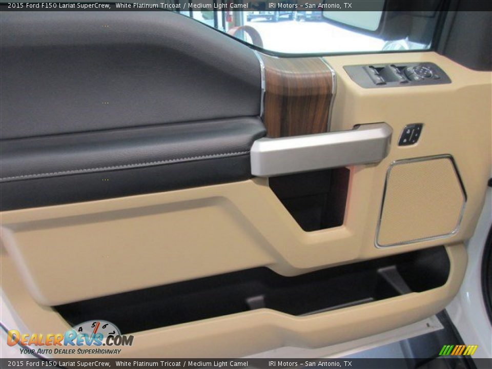2015 Ford F150 Lariat SuperCrew White Platinum Tricoat / Medium Light Camel Photo #14