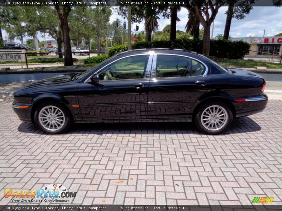 2008 Jaguar X-Type 3.0 Sedan Ebony Black / Champagne Photo #11
