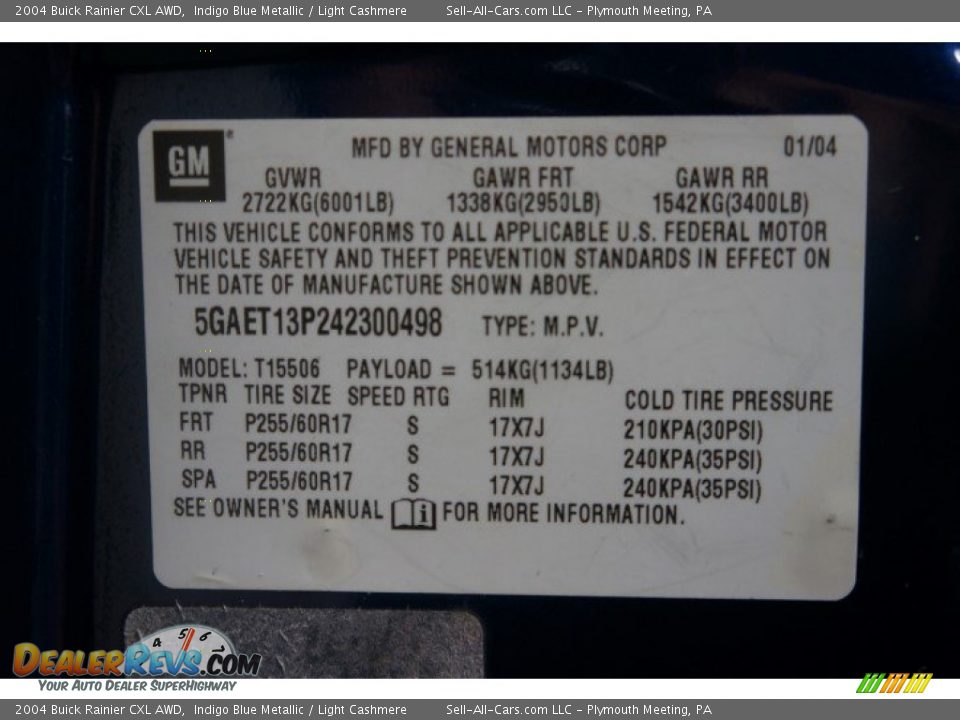 2004 Buick Rainier CXL AWD Indigo Blue Metallic / Light Cashmere Photo #14