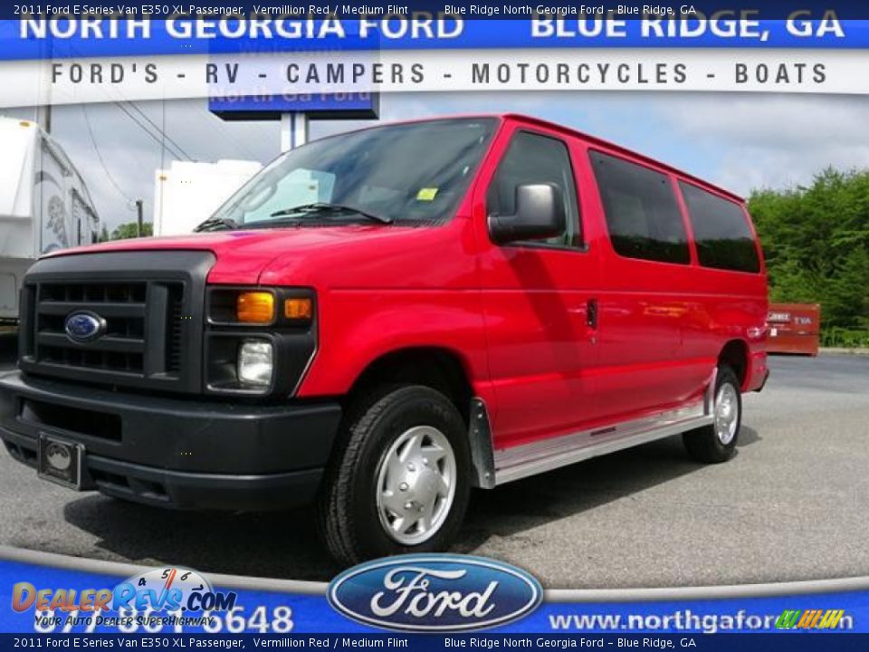 2011 Ford E Series Van E350 XL Passenger Vermillion Red / Medium Flint Photo #1