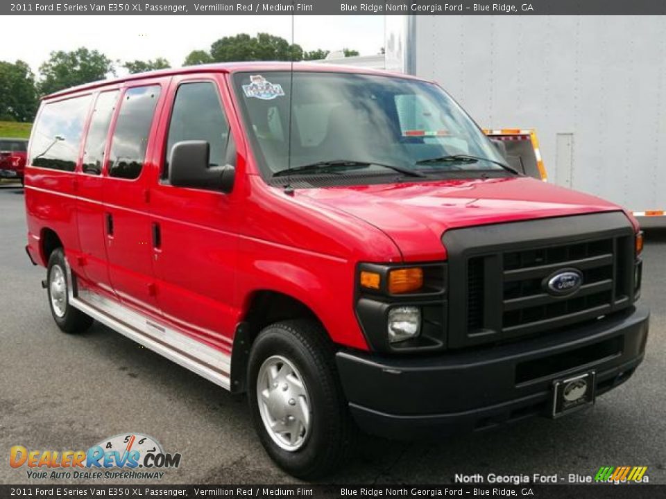 2011 Ford E Series Van E350 XL Passenger Vermillion Red / Medium Flint Photo #7