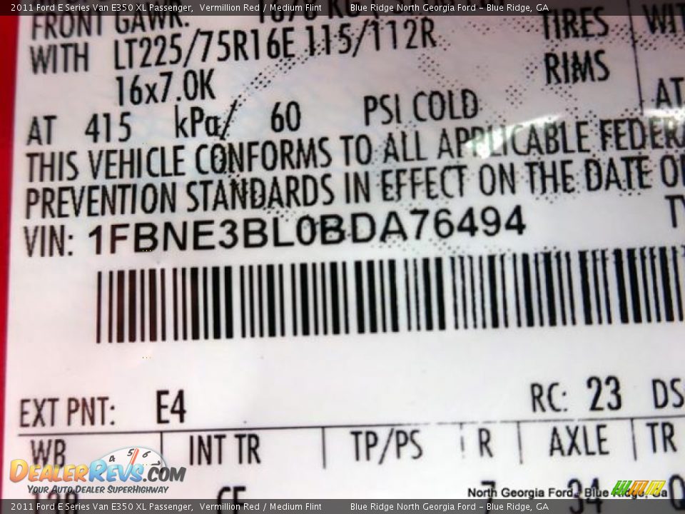 2011 Ford E Series Van E350 XL Passenger Vermillion Red / Medium Flint Photo #30