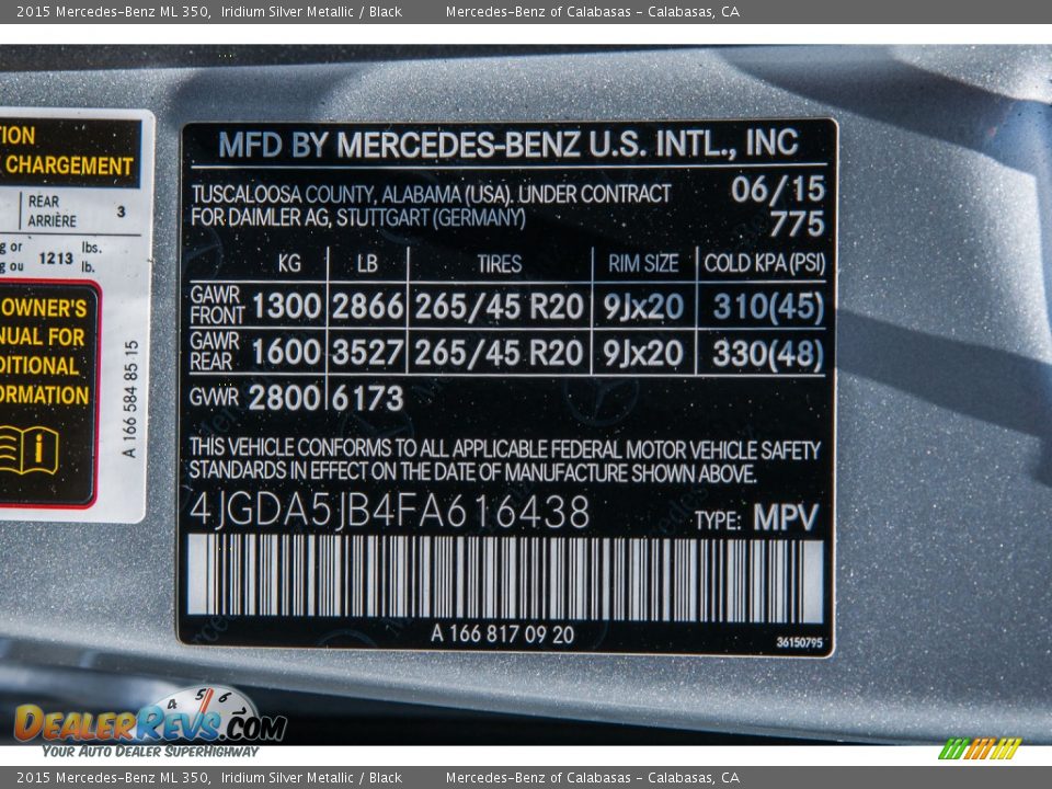 2015 Mercedes-Benz ML 350 Iridium Silver Metallic / Black Photo #6
