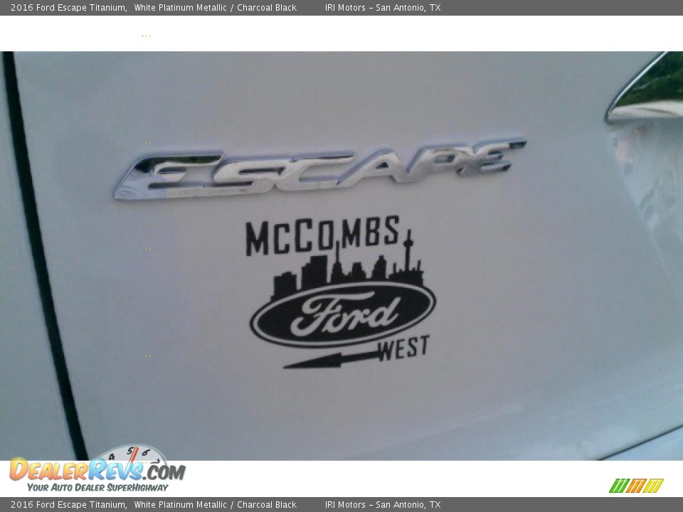 2016 Ford Escape Titanium White Platinum Metallic / Charcoal Black Photo #11