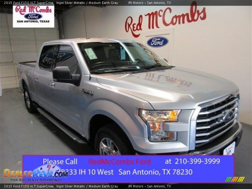 2015 Ford F150 XLT SuperCrew Ingot Silver Metallic / Medium Earth Gray Photo #1