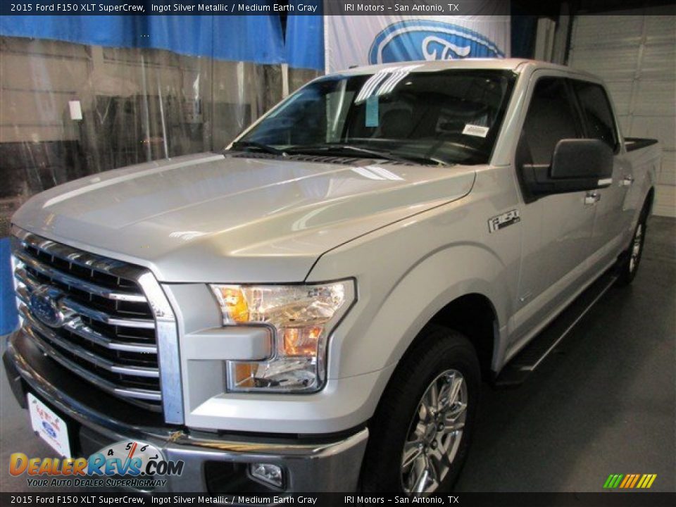 2015 Ford F150 XLT SuperCrew Ingot Silver Metallic / Medium Earth Gray Photo #3