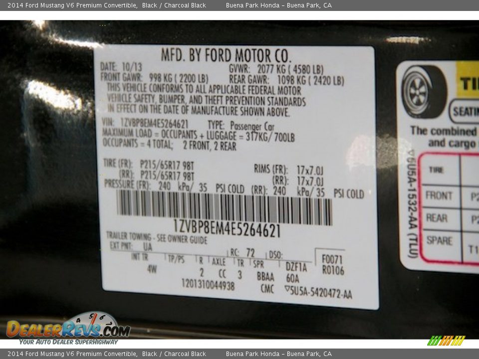 2014 Ford Mustang V6 Premium Convertible Black / Charcoal Black Photo #29