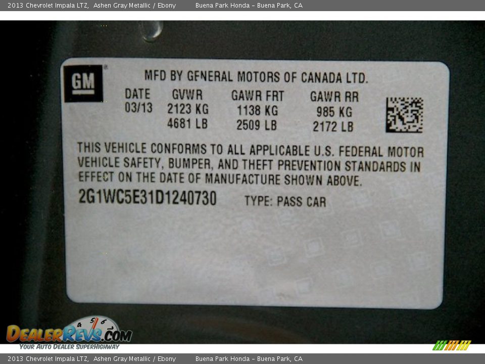 2013 Chevrolet Impala LTZ Ashen Gray Metallic / Ebony Photo #30