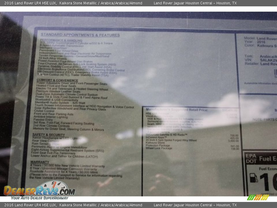 2016 Land Rover LR4 HSE LUX Window Sticker Photo #9