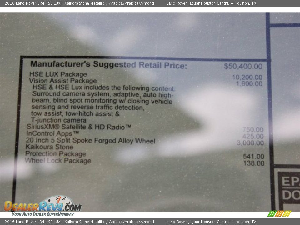 2016 Land Rover LR4 HSE LUX Window Sticker Photo #10