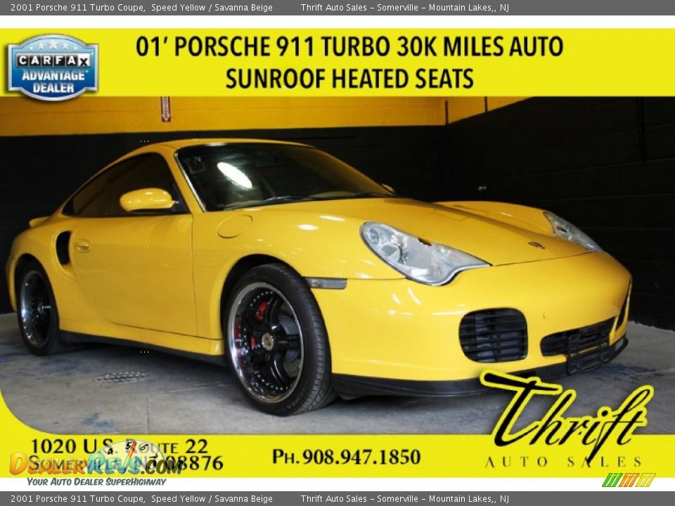 2001 Porsche 911 Turbo Coupe Speed Yellow / Savanna Beige Photo #1