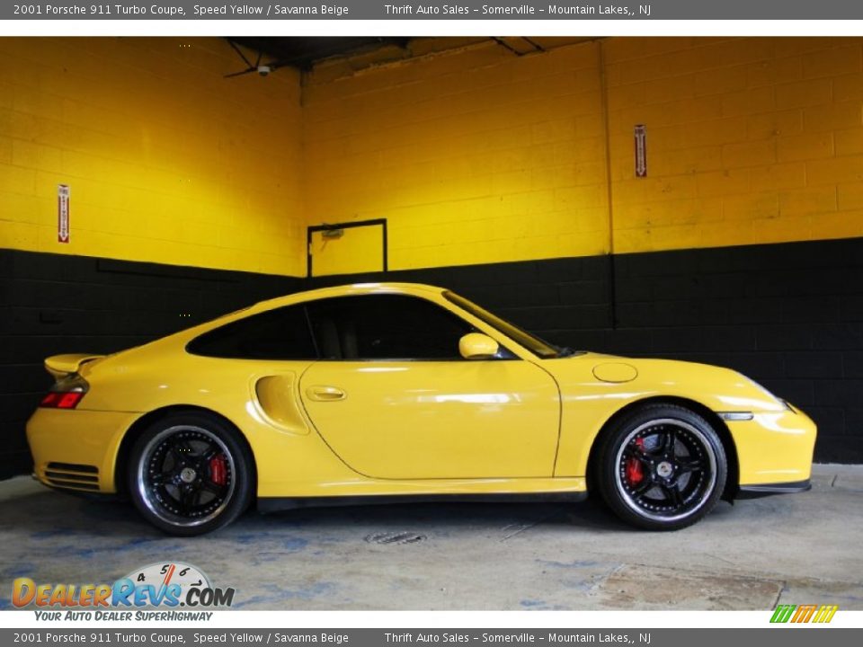 2001 Porsche 911 Turbo Coupe Speed Yellow / Savanna Beige Photo #2