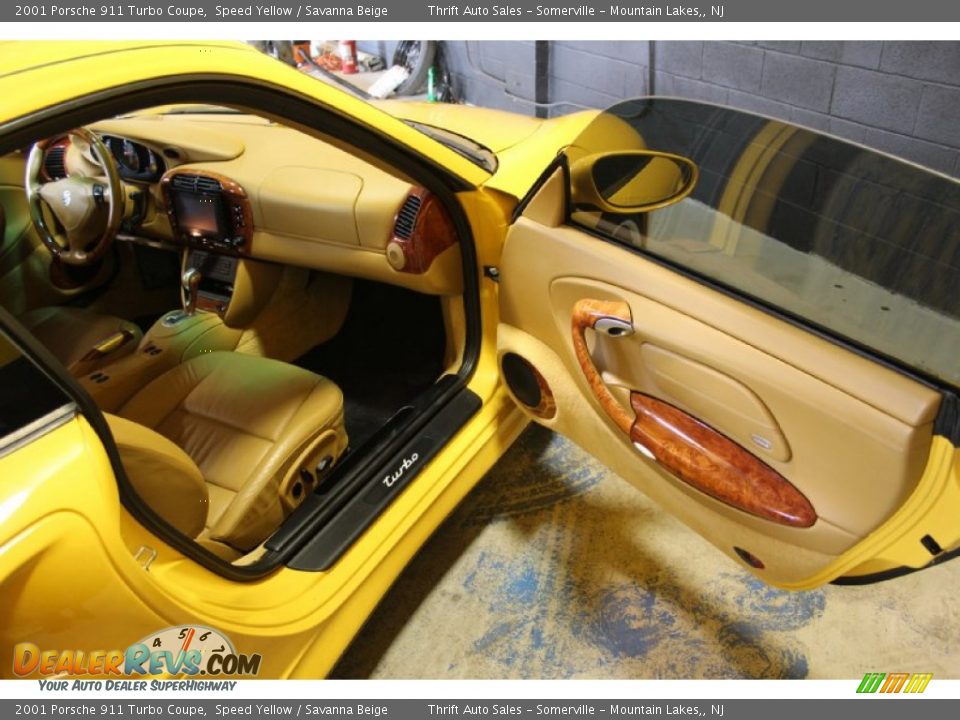 2001 Porsche 911 Turbo Coupe Speed Yellow / Savanna Beige Photo #17