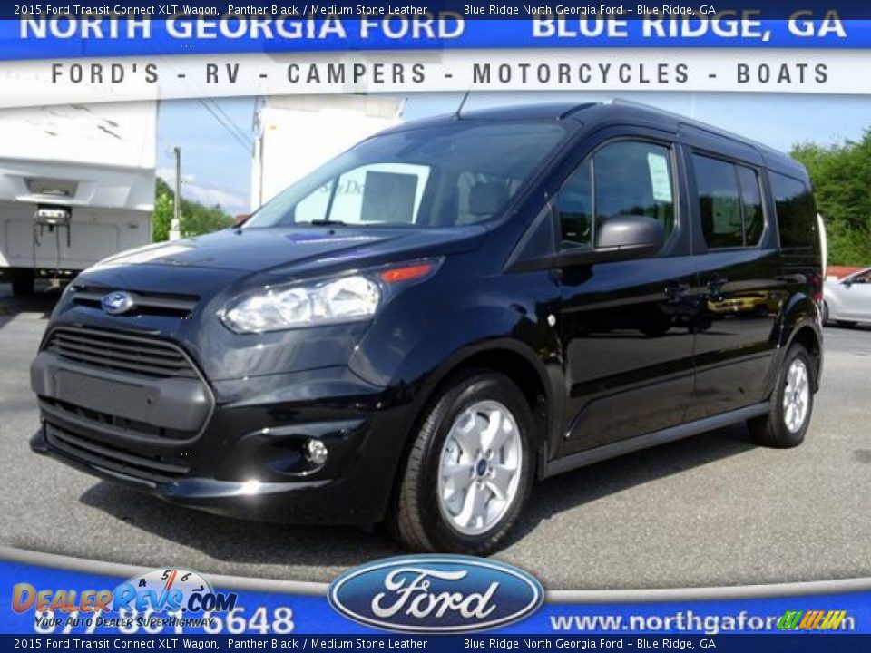2015 Ford Transit Connect XLT Wagon Panther Black / Medium Stone Leather Photo #1