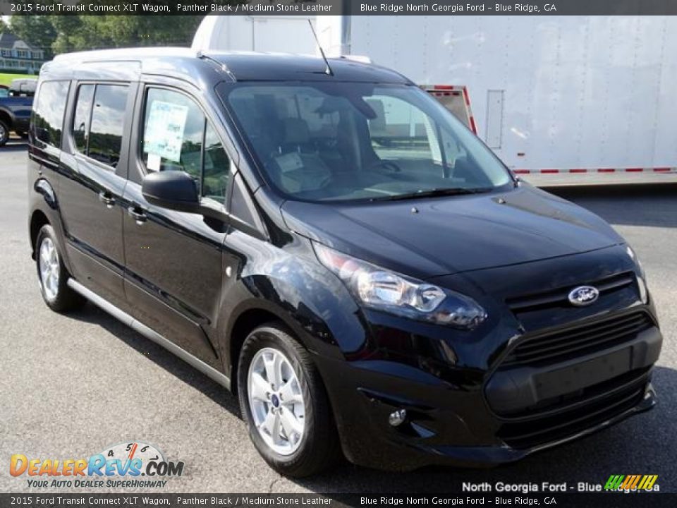 2015 Ford Transit Connect XLT Wagon Panther Black / Medium Stone Leather Photo #7