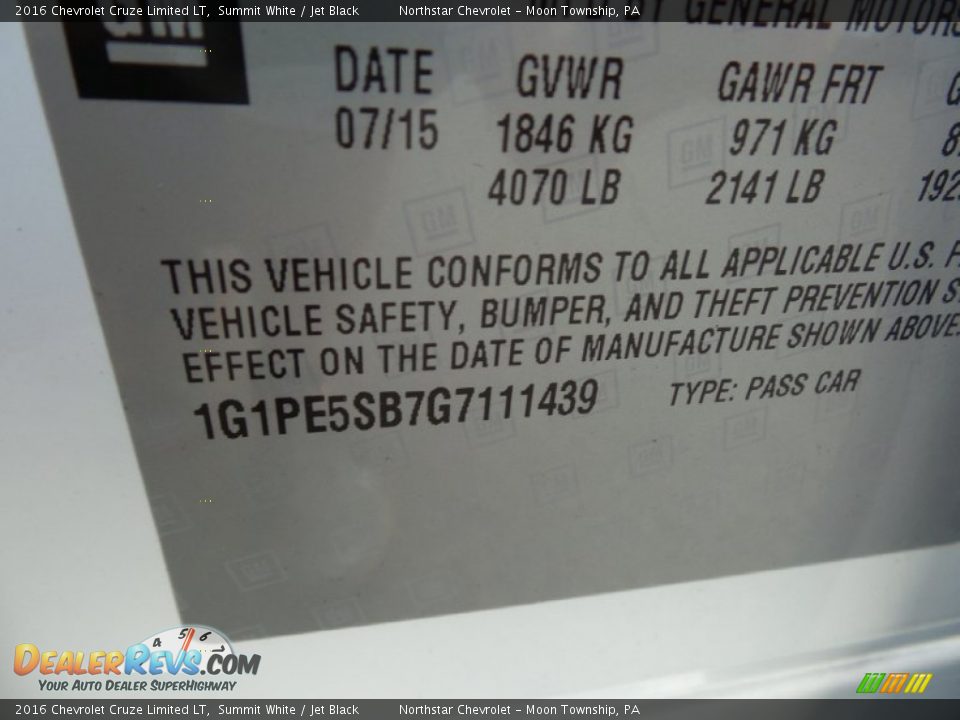 2016 Chevrolet Cruze Limited LT Summit White / Jet Black Photo #15