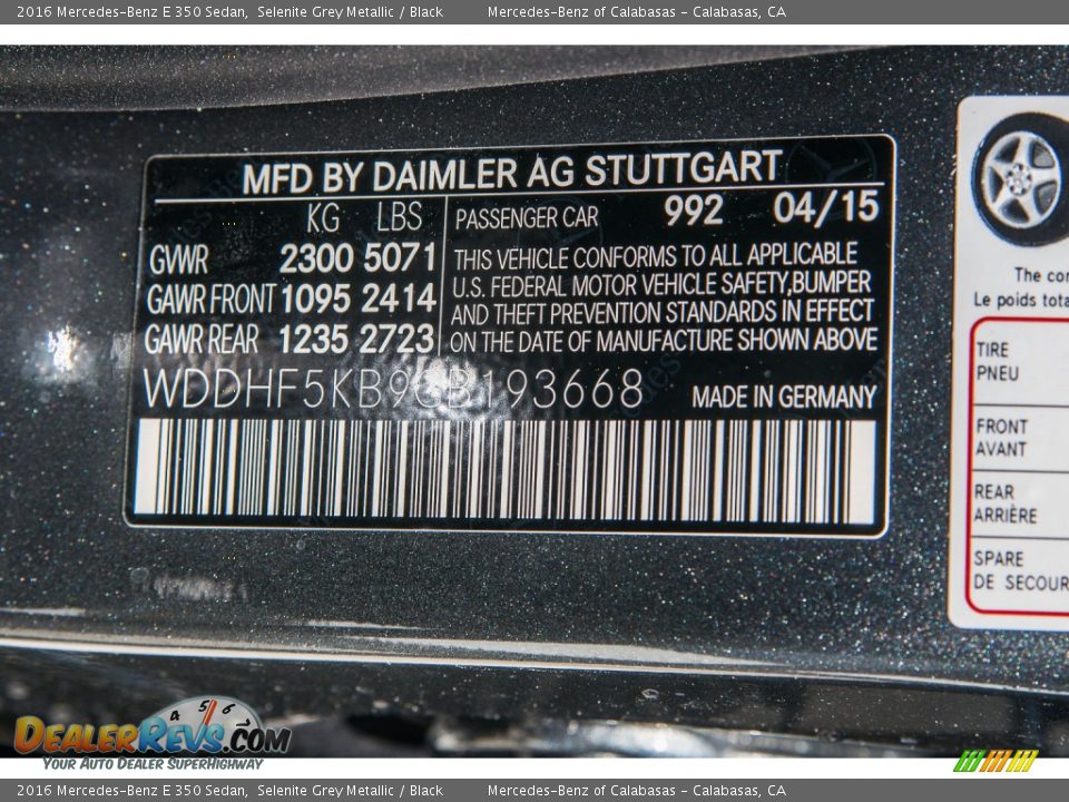 2016 Mercedes-Benz E 350 Sedan Selenite Grey Metallic / Black Photo #9