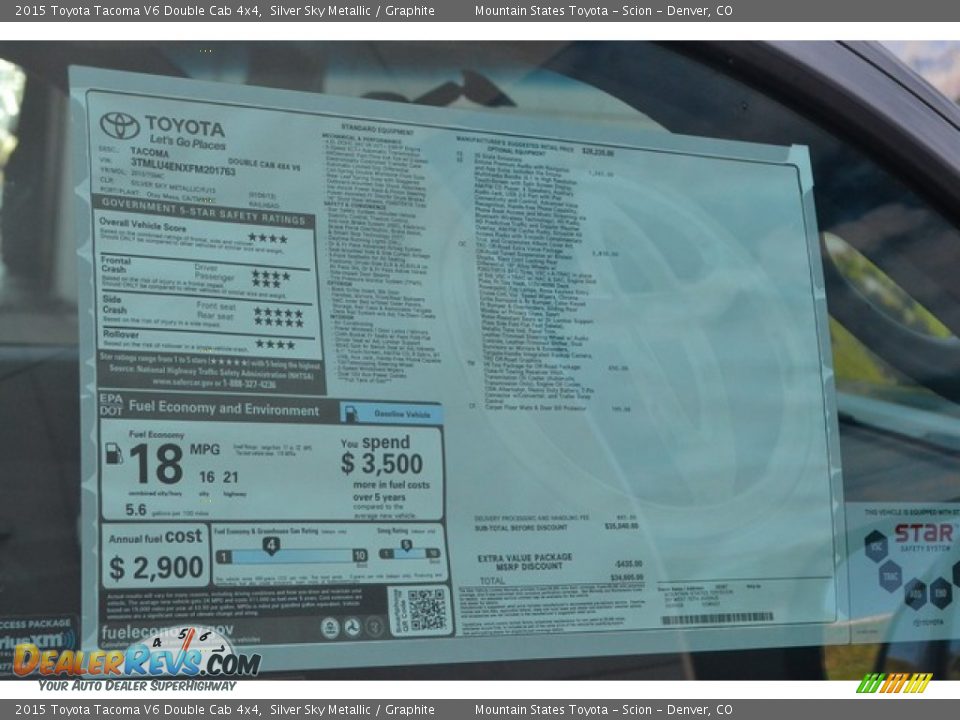 2015 Toyota Tacoma V6 Double Cab 4x4 Silver Sky Metallic / Graphite Photo #10