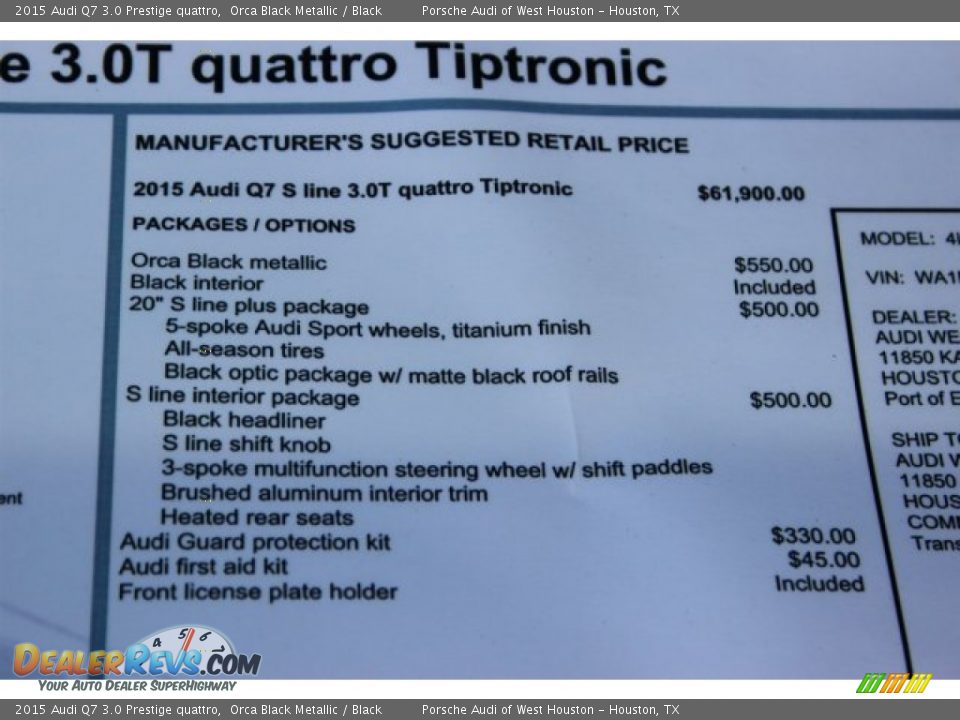 2015 Audi Q7 3.0 Prestige quattro Orca Black Metallic / Black Photo #9