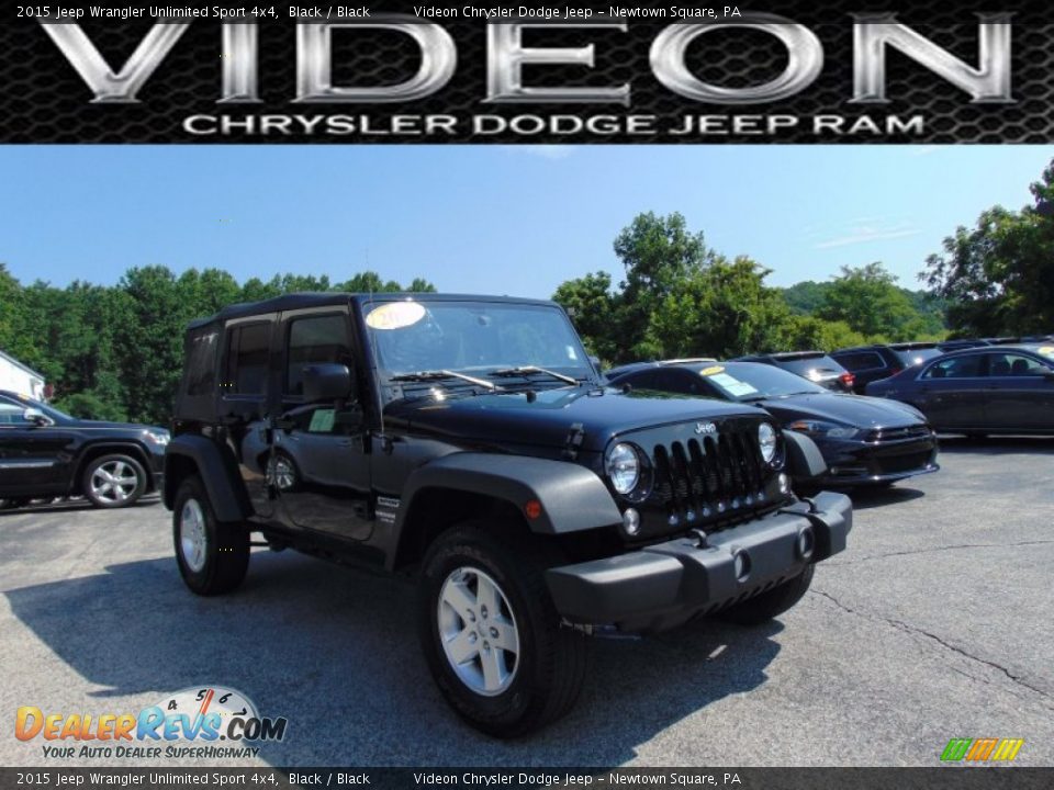 2015 Jeep Wrangler Unlimited Sport 4x4 Black / Black Photo #1