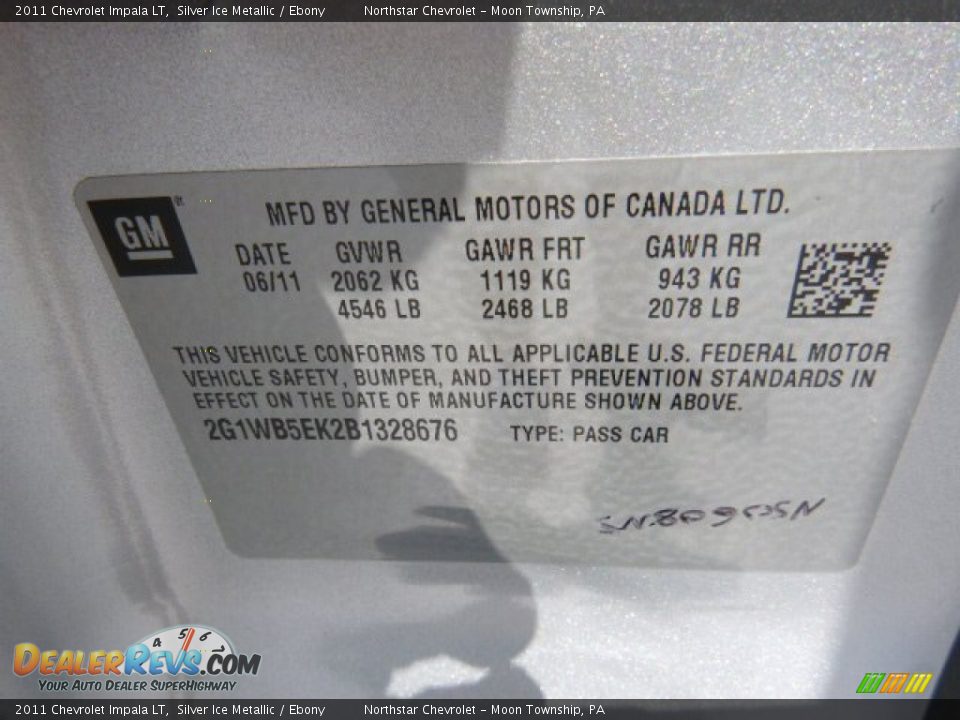 2011 Chevrolet Impala LT Silver Ice Metallic / Ebony Photo #19