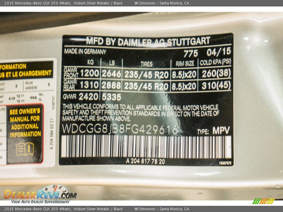 2015 Mercedes-Benz GLK 350 4Matic Iridium Silver Metallic / Black Photo #7