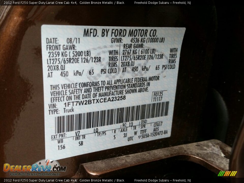2012 Ford F250 Super Duty Lariat Crew Cab 4x4 Golden Bronze Metallic / Black Photo #26