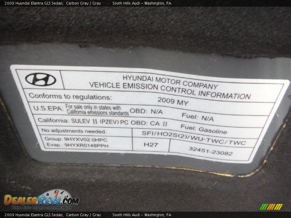 2009 Hyundai Elantra GLS Sedan Carbon Gray / Gray Photo #14