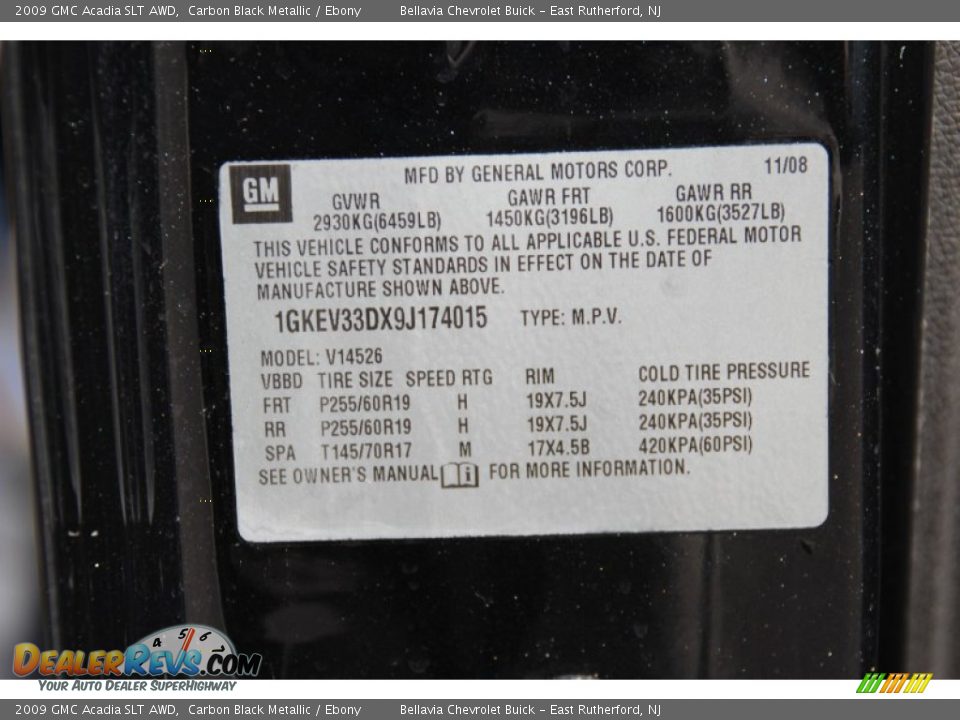 2009 GMC Acadia SLT AWD Carbon Black Metallic / Ebony Photo #21