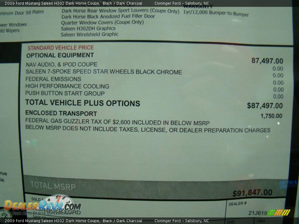2009 Ford Mustang Saleen H302 Dark Horse Coupe Black / Dark Charcoal Photo #21