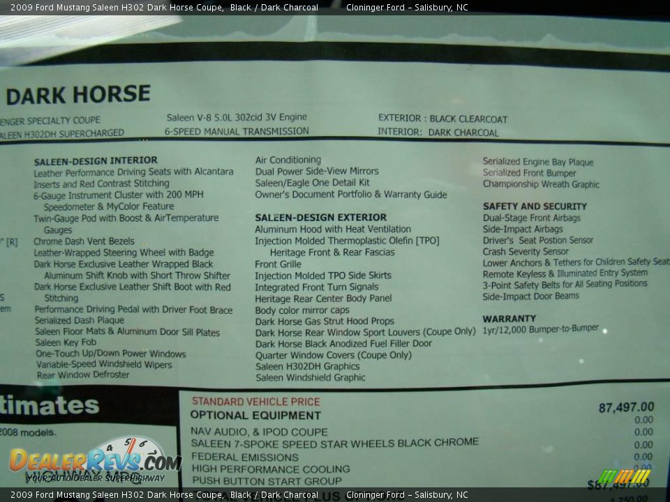 2009 Ford Mustang Saleen H302 Dark Horse Coupe Black / Dark Charcoal Photo #23