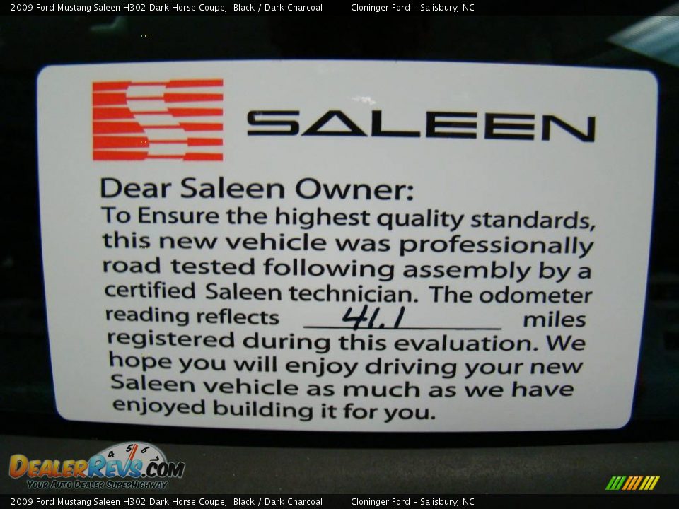 2009 Ford Mustang Saleen H302 Dark Horse Coupe Black / Dark Charcoal Photo #31