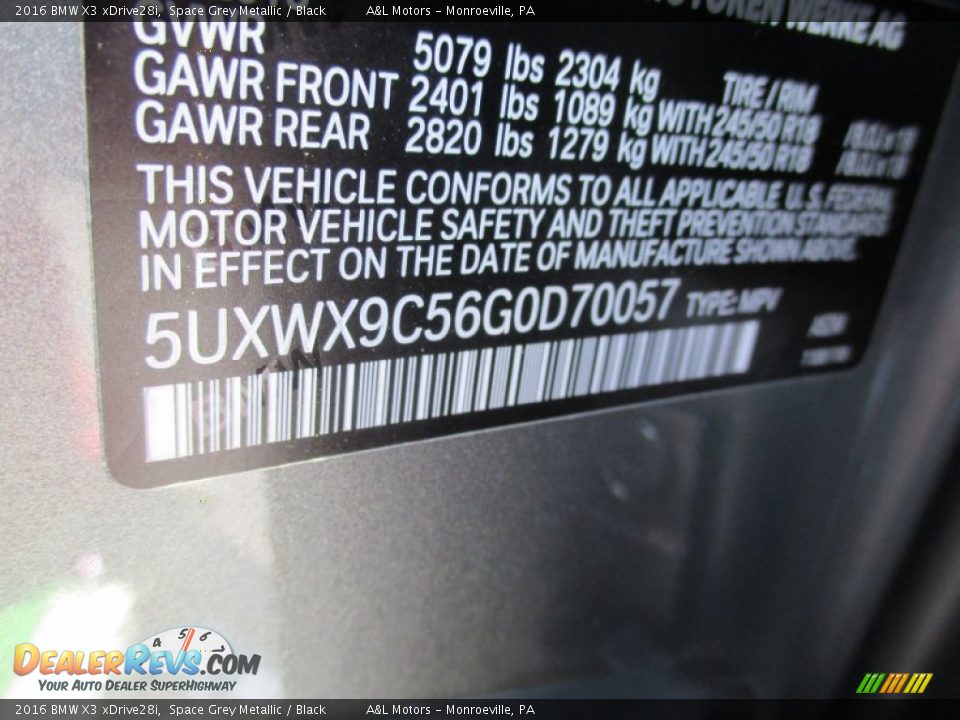 2016 BMW X3 xDrive28i Space Grey Metallic / Black Photo #18