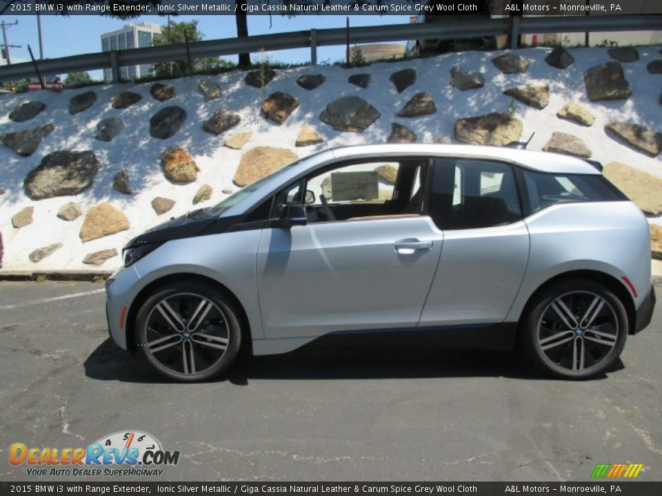 2015 BMW i3 with Range Extender Ionic Silver Metallic / Giga Cassia Natural Leather & Carum Spice Grey Wool Cloth Photo #2