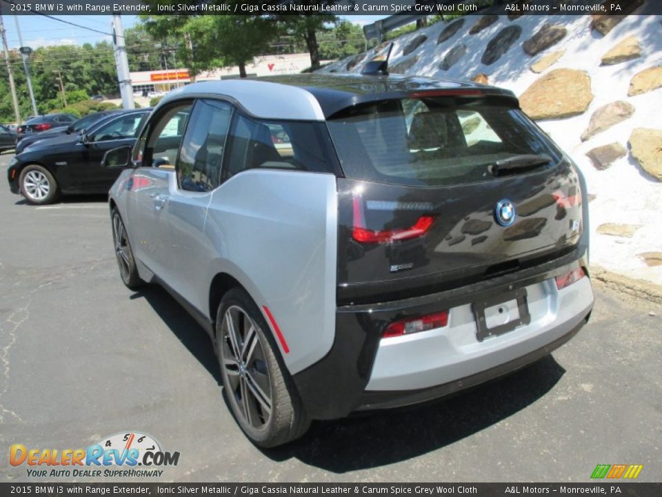 2015 BMW i3 with Range Extender Ionic Silver Metallic / Giga Cassia Natural Leather & Carum Spice Grey Wool Cloth Photo #4