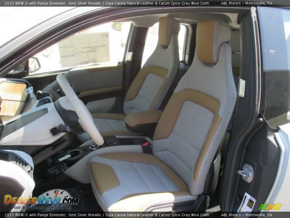 2015 BMW i3 with Range Extender Ionic Silver Metallic / Giga Cassia Natural Leather & Carum Spice Grey Wool Cloth Photo #11