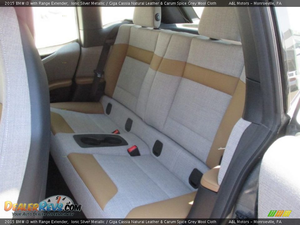 2015 BMW i3 with Range Extender Ionic Silver Metallic / Giga Cassia Natural Leather & Carum Spice Grey Wool Cloth Photo #13